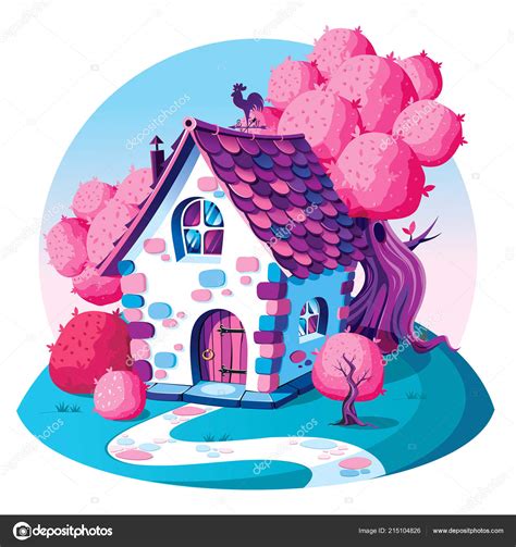 Rustic Stone House Spring Landscape Stock Vector Image By ©olgagrig