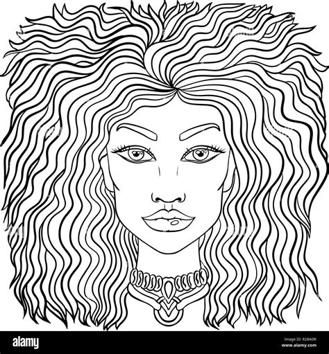 Doodle Girls Face Womens Portrait For Adult Coloring Book Vector My Xxx Hot Girl