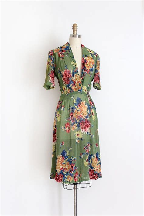 Vintage 1930s Dress 30s Sheer Floral Dress Vintage Dresses