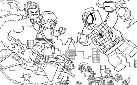 The spiderman is a well known super hero who is good at climbing buildings. Lego Spiderman Green Goblin Scene Coloring Page - Coloring ...