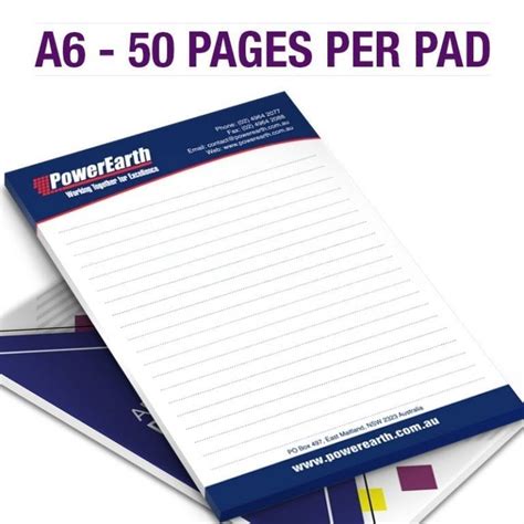 A5 50 Page Full Colour Custom Printed Notepad Business Stationary
