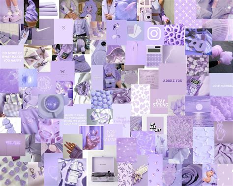 90 Light Purple Aesthetic Wall Collage Kit Digital Download Etsy