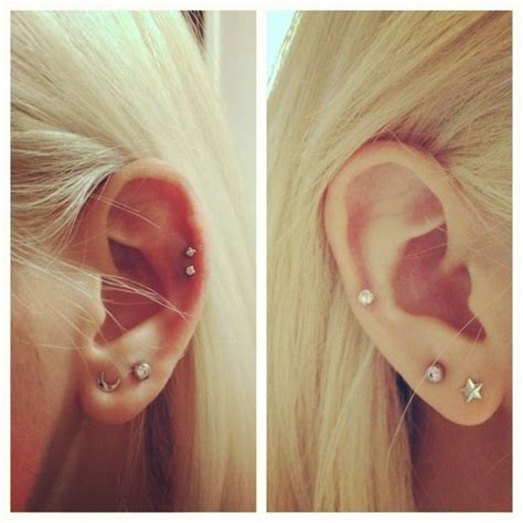 One of the most popular ones is the helix piercing, which is on the outer rim of your ear. double cartilage piercing | Tumblr | Piercings