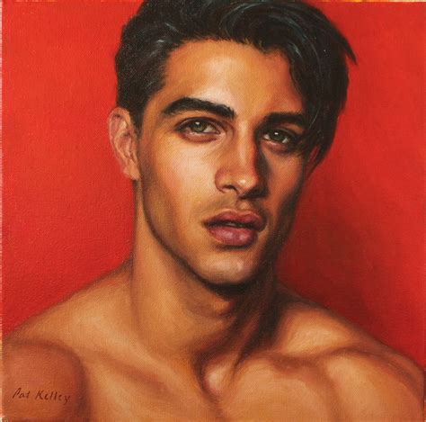 Art Print From Original Oil Painting By Pat Kelley Male Portrait Man With Red Handsome Man