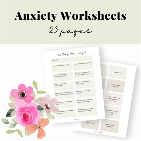 Anxiety Worksheets For Teens Cute Pastel School Counseling Printable