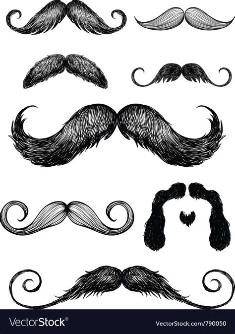 Hand Drawn Mustache Set Royalty Free Vector Image