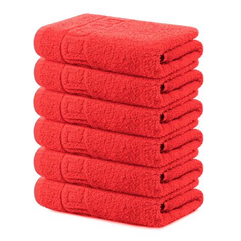 6 Piece 100 Cotton Handbath Towel With Color Options Red Hand 16x28