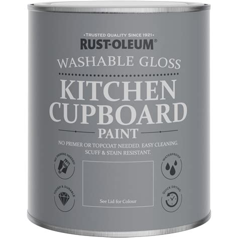 Rust Oleum Kitchen Cupboard Paint In Gloss Finish Mid Anthracite 750ml
