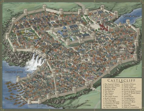 Castlecliff Fantasy City Map Fantasy World Map Fantasy Town Fantasy