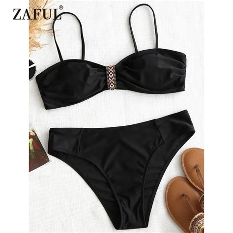 Buy Zaful Bikini Padded Plus Size Bikini Set Solid Womens Swimsuit Sexy