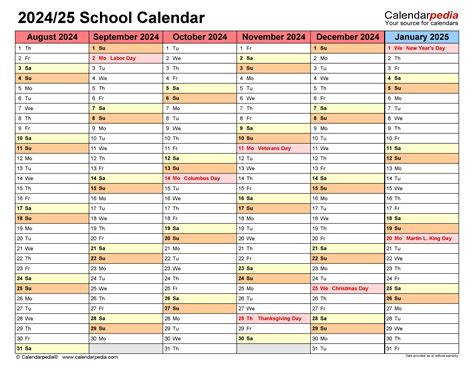 School Year 2024 2025 Calendar Printable Celka Darlene