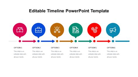 6 Stages Editable Timeline Powerpoint Template
