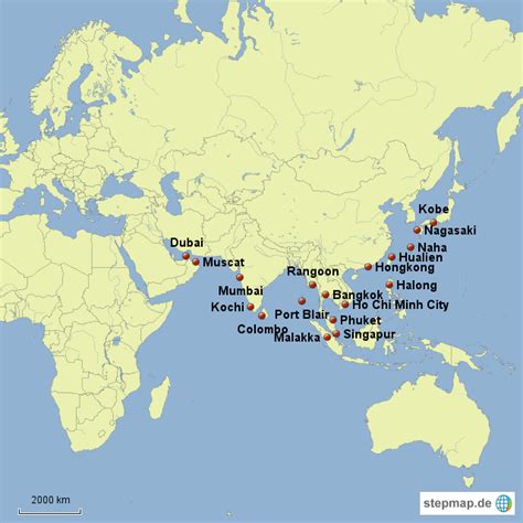Stepmap Seabourn Asien Orient And Indischer Ozean Landkarte Für
