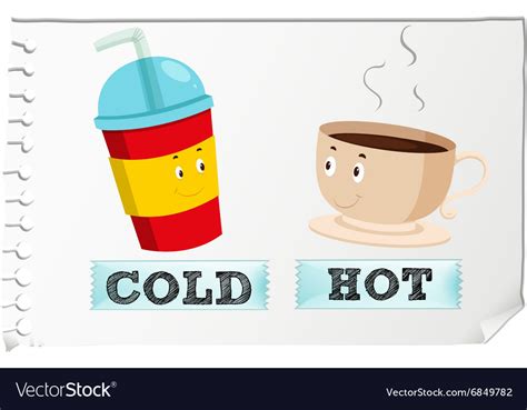 Opposite Adjectives With Cold And Hot Royalty Free Vector