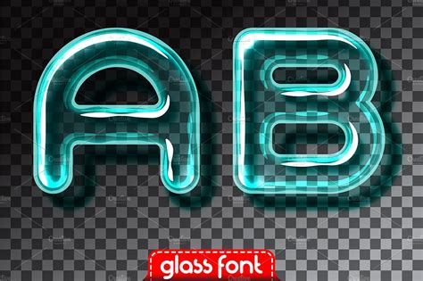 Realistic Glass Alphabet Pre Designed Illustrator Graphics ~ Creative