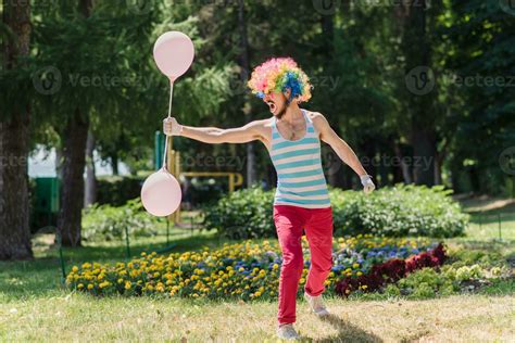 Mime Performs In The Park With Balloons Clown Shows Pantomime On The