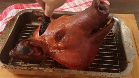 Oven Roasted Pigs Head Lechon Ulo Ng Baboy Youtube