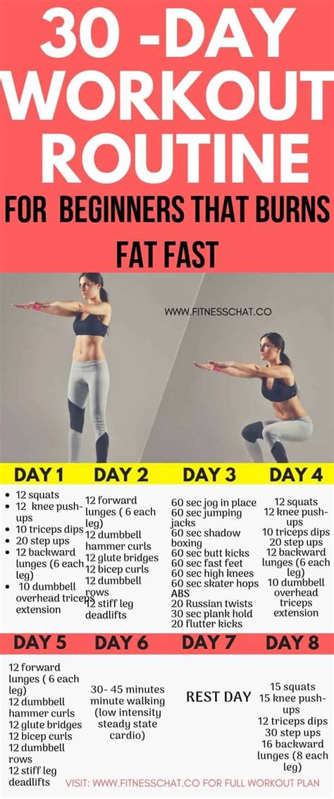 30 Day Fat Burning Workout Routines For Beginners Workout Plans