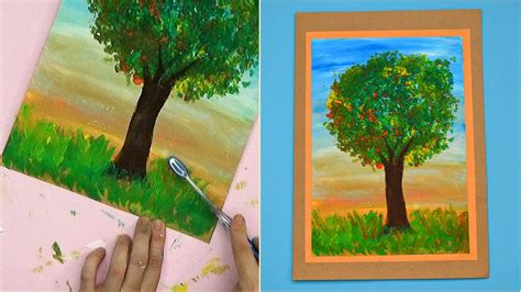 Easy Autumn Tree Painting For Kids How To Paint Autumn Tree Youtube