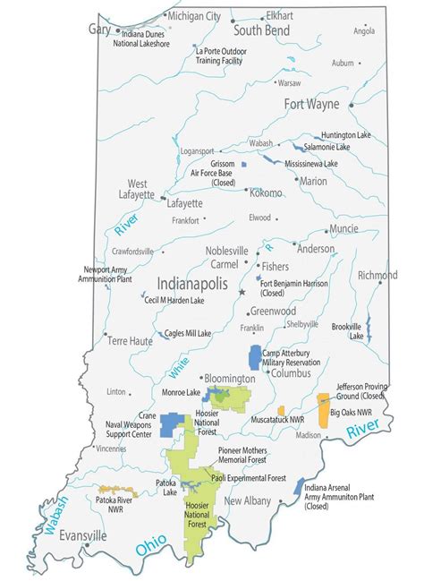 Indiana Lakes And Rivers Map Gis Geography