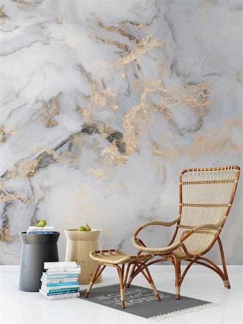Marble Effect Wallpaper Wall Mural Etsy