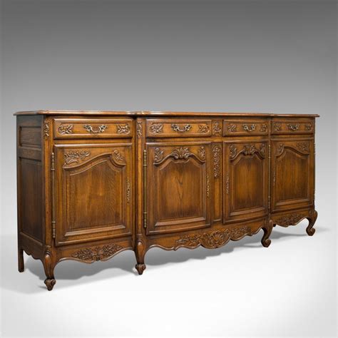 Large Antique Sideboard French Bow Front Oak Buffet Cabinet Circa