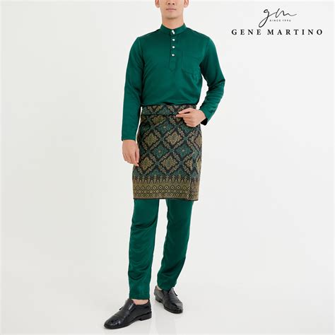 Baju Melayu Premium Dull Satin Slim Fit ₈₈ Mallard Green Gene Martino