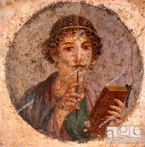 Fresco Depicting A Portrait Of Young Girl Known As Sappho From Pompeii