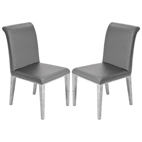 Kirkland Grey Faux Leather Dining Chairs In Pair Furniture In Fashion