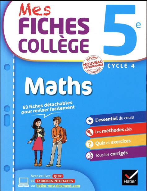 MES FICHES COLLEGE ; maths ; 5ème - Collectif - Livre - France Loisirs