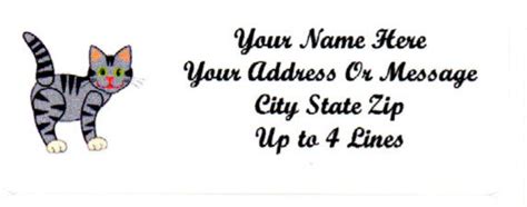 30 Gray Tabby Cat Returnmailing Address Labels 1 X 2625 Free Usa