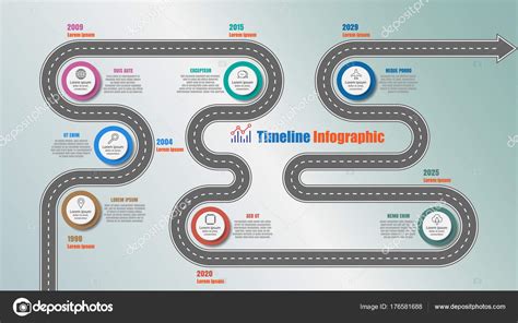 Road Map Timeline Infographic Steps Circle Designed Template Brochure