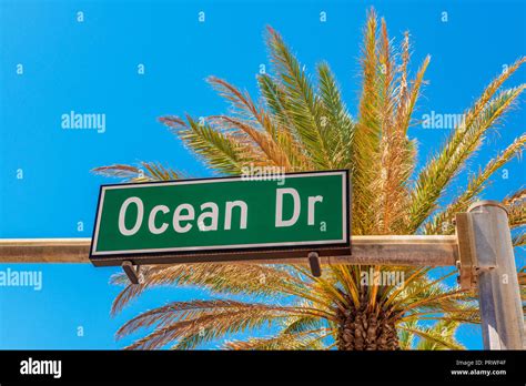 Ocean Drive Road Sign In Miami Beach Florida Stock Photo Alamy