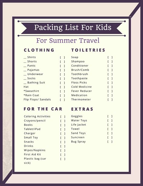 Summer Travel Printable Packing List For Kids Giveaway Mommys 8