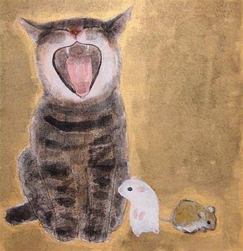 Shozo Ozaki Present Japanese Pintura De Gato Ilustración De