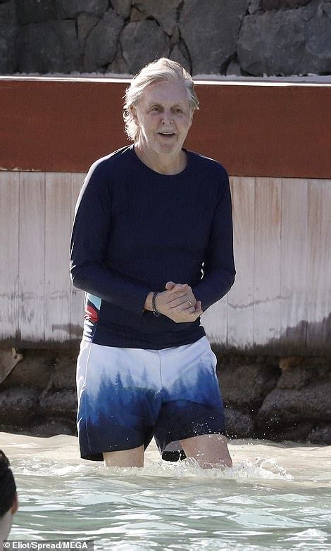 Sir Paul Mccartney 79 And Wife Nancy Shevell 62 Frolic In The Sea During A Beach Day In St