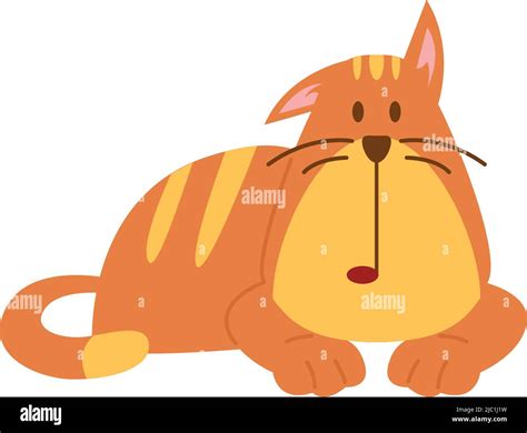 Lying Cat With Funny Face Expression Cute Cartoon Kitten Stock Vector