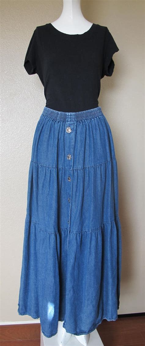 Beautiful Country Western Denim Skirt With By Bettiesvintagepage
