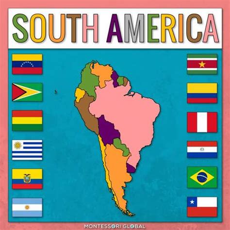 South America Countries With Capitals By Montessori Global Tpt
