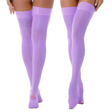 Buy Shiny Thigh High Stockings Sheer Tight Stay Up Lingerie Pantyhose For Women At Affordable