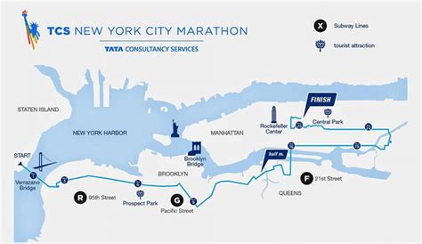 NYC Marathon Course Map New York Marathon Course Map New York USA