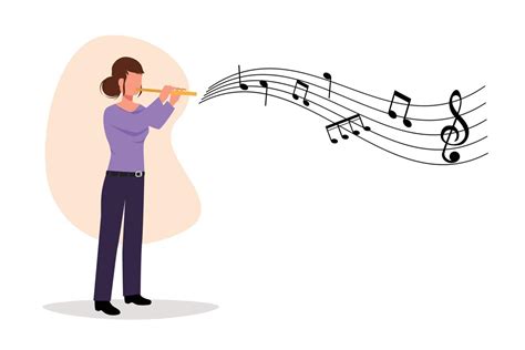 Business Flat Cartoon Style Drawing Female Musician Playing Flute