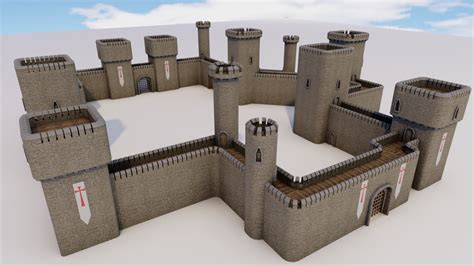 Castle Walls Modular Pack 3d Model In Fantasy 3dexport