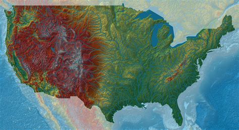 Relief Map Of The Contiguous United States Relief Map Photo Painting