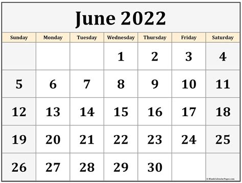 Printable June 2022 Calendar Template Pdf Word Excel June 2022