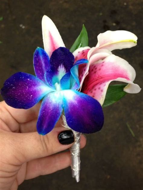 Stargazer Lily And Blue Orchid For The Groom Lily Bouquet Wedding