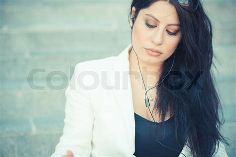 Beautiful Long Black Hair Elegant Business Woman Stock Image Colourbox