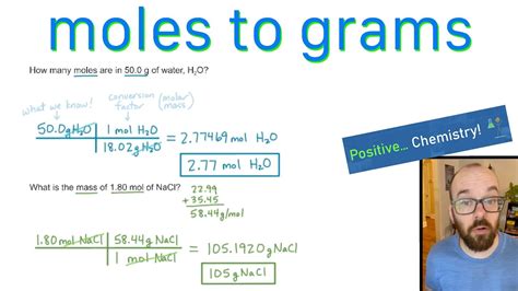 Moles To Grams How To Convert Positive Chemistry Youtube