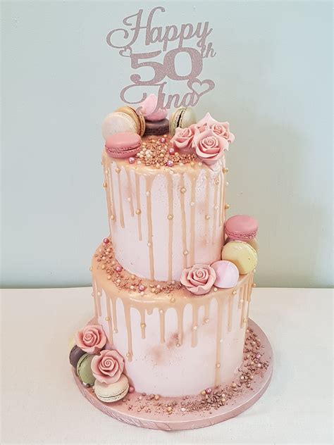 Vintage Cake Craft 2 Tier Drip Cake In Rose Gold Tiered Cakes