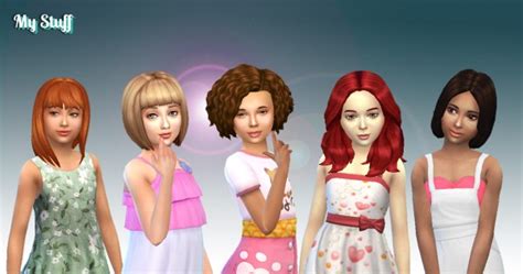 Mystufforigin Girls Medium Hair Pack 7 Sims 4 Hairs